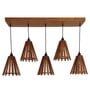 Funnel 5 Lights Brown Solid Wood Linear Chandelier Cluster Hanging Light
