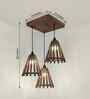 Funnel Brown Wooden Cluster Hanging Lamp