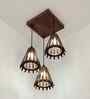 Funnel Brown Wooden Cluster Hanging Lamp