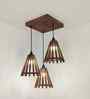 Funnel Brown Wooden Cluster Hanging Lamp