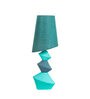 Funon Turqoise Green Cotton Shade Table Lamp with Grey & Green Base