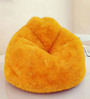 Fur XXXL Fabric Bean Bag Cover in Yellow Colour