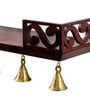 Brown Teak Wood Pooja Shelf With Bells