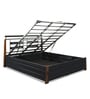 Metallika Oman Queen Size Bed with Storage in Black Colour