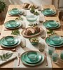 Furor Turquoise & Blue Glass Dinner Set (Pack of 33)