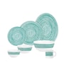 Furor Turquoise & Blue Glass Dinner Set (Pack of 33)