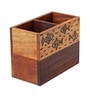Fusion Fish Motif Brown Sheesham Wood  Cuttlery Holder