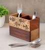 Fusion Fish Motif Brown Sheesham Wood  Cuttlery Holder