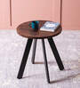 Fusion Forte Metal End Table In Dark Brown & Black  Colour