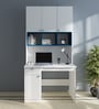 Fusion Hutch Desk in Frosty White And Blue Finish