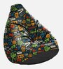 Fusion XXXL Leatherette Bean Bag with Beans in Black & Multicolour