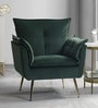 Fyn Velvet Lounge Chair In Green Colour