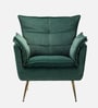 Fyn Velvet Lounge Chair In Green Colour