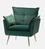 Fyn Velvet Lounge Chair In Green Colour