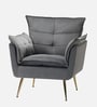 Fyn Velvet Lounge Chair In Grey Colour