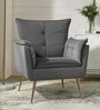 Fyn Velvet Lounge Chair In Grey Colour