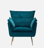 Fyn Velvet Lounge Chair In Teal Colour