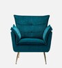 Fyn Velvet Lounge Chair In Teal Colour