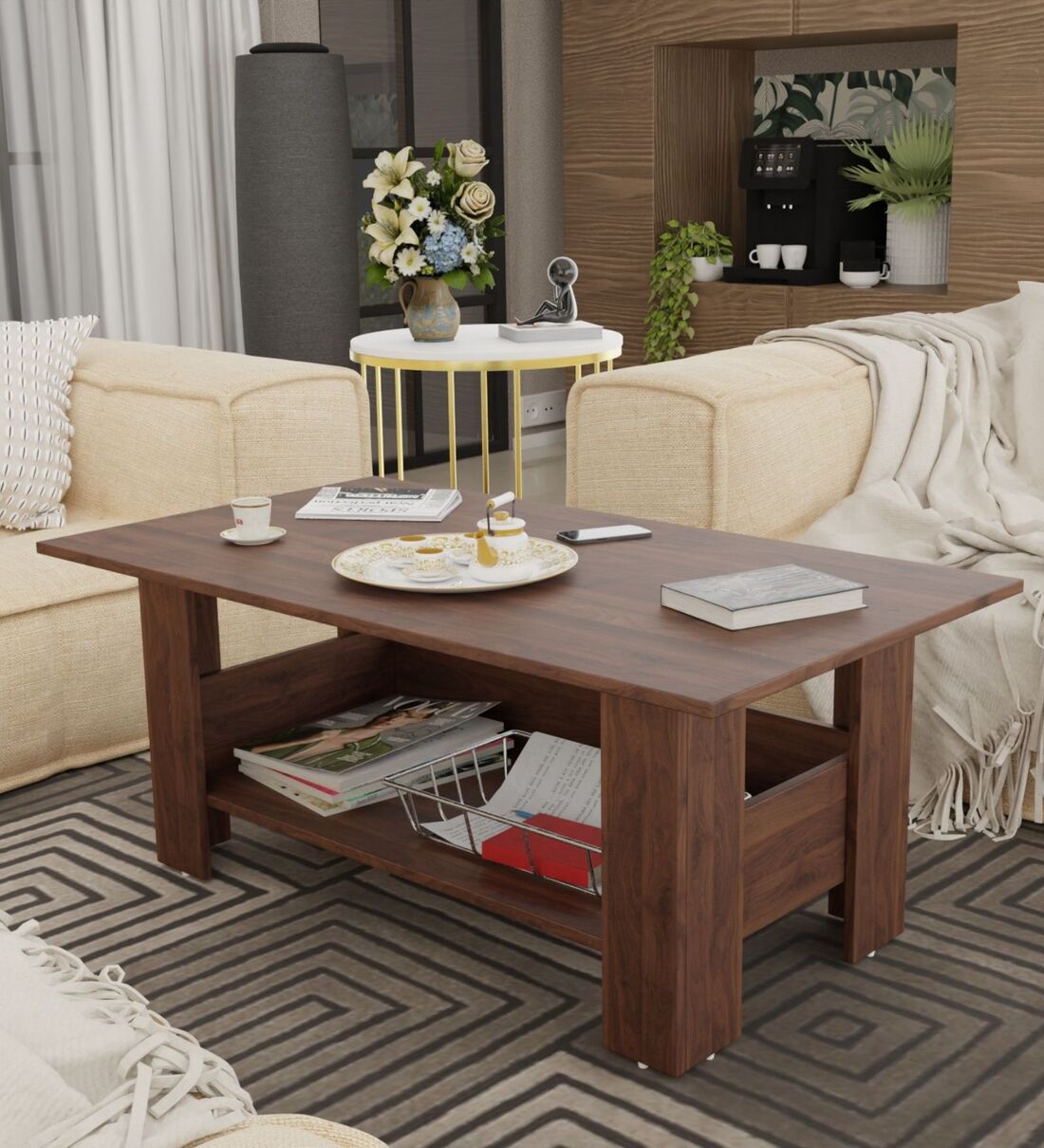 Buy Gabriel Coffee Table In Columbian Walnut Finish at 75% OFF by