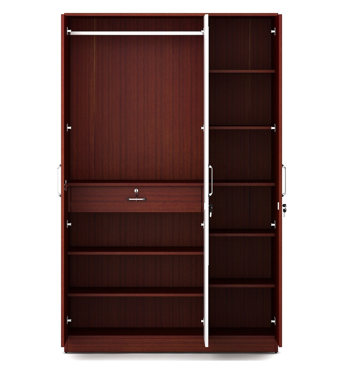 Buy Galaxy 3 Door Wardrobe in Mahogony Finish by A Globia Creations Online 3 Door Wardrobes