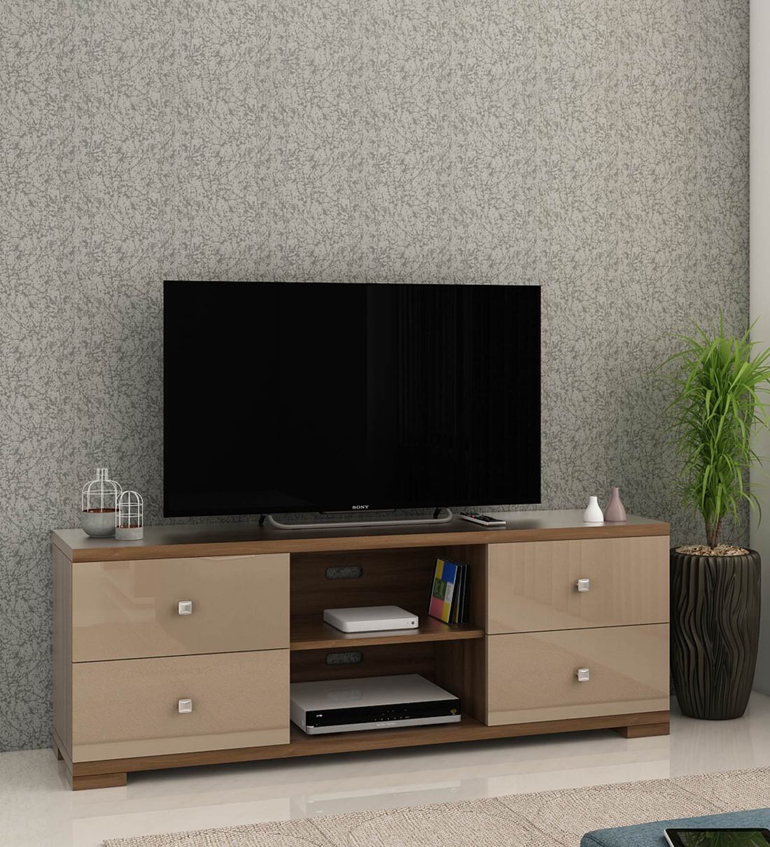 Buy Galaxy TV Console for TVs up to 43\ in Walnut Bronze Melamine