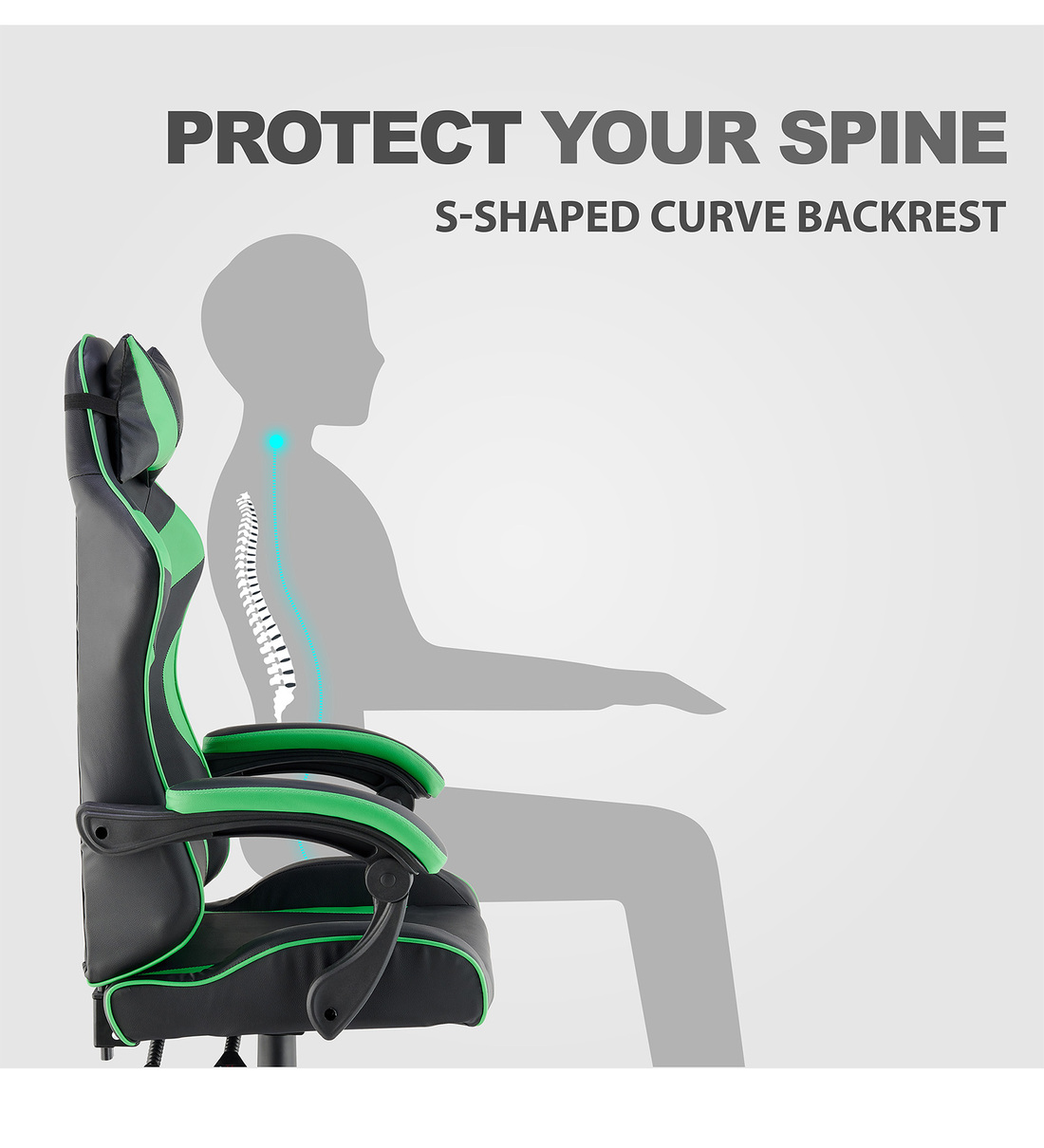 Buy Gaming Ergonomic Chair in Green & Black Colour by Bantia Furniture
