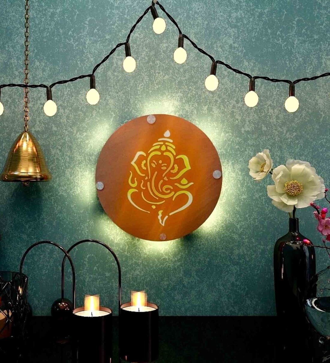 Buy Ganesha LED Multicolor Wooden Wall Art by Chalk My Theme Online Wooden Wall Art Wall Art