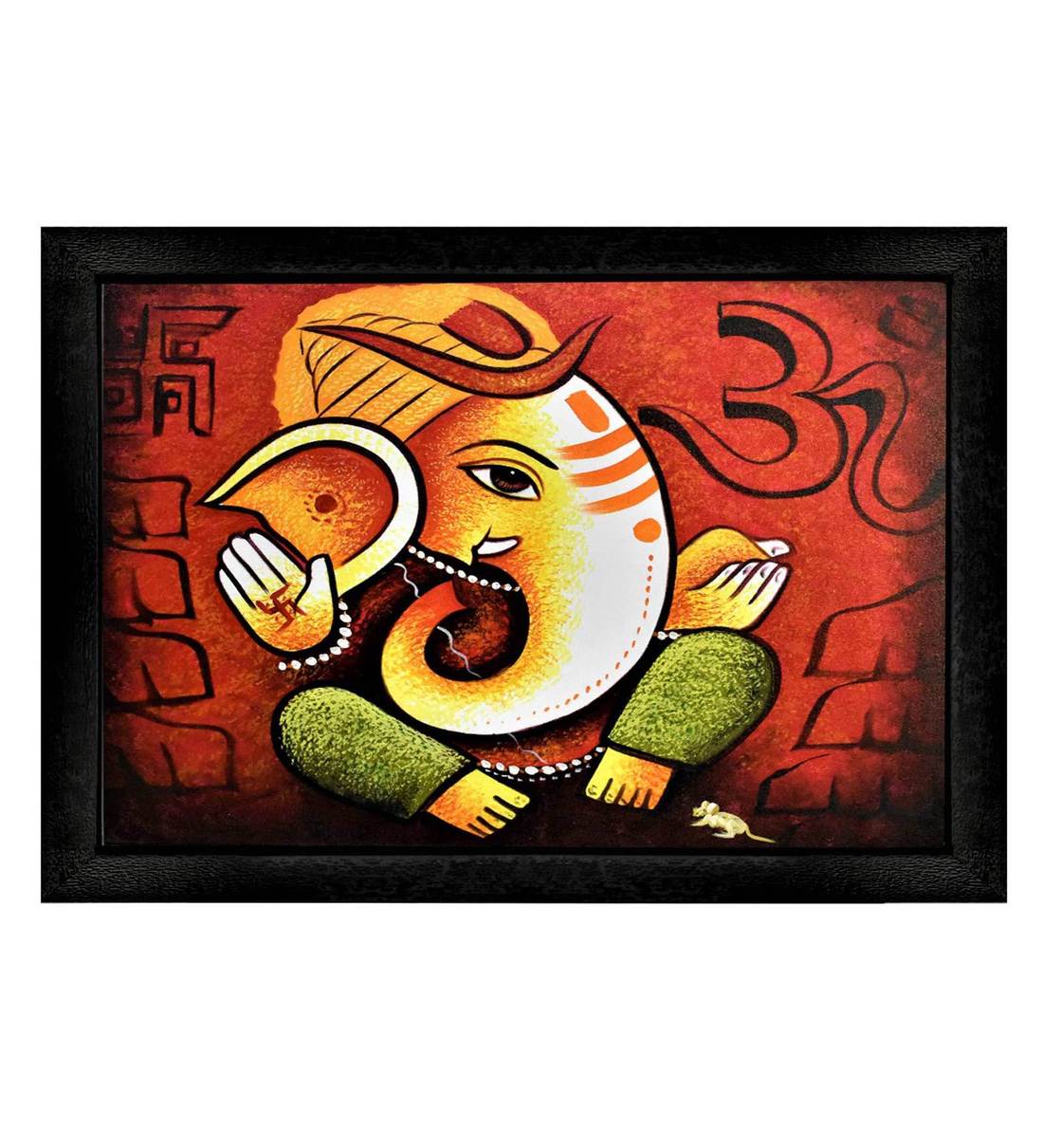 Buy Ganesha With Modak Oil Painting On Canvas By Gallery99 Online Spiritual Paintings Hand