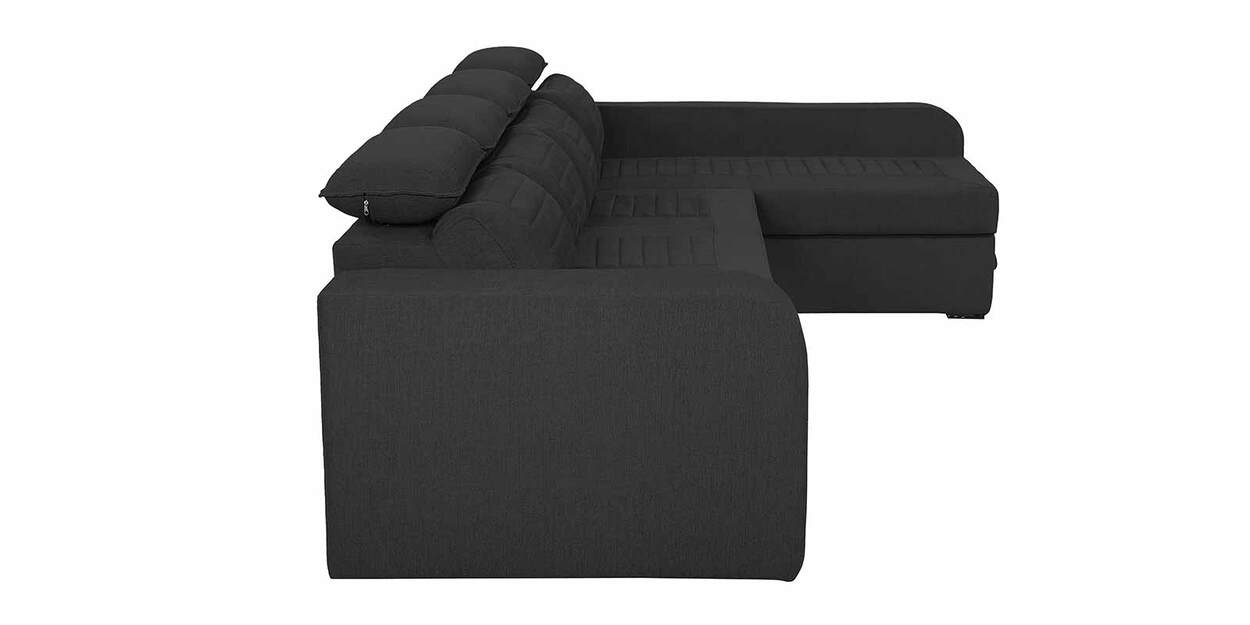 Buy Galleria Fabric LHS PullOut Sofa Cum Bed in Charcoal Grey Colour with Storage by Vittoria
