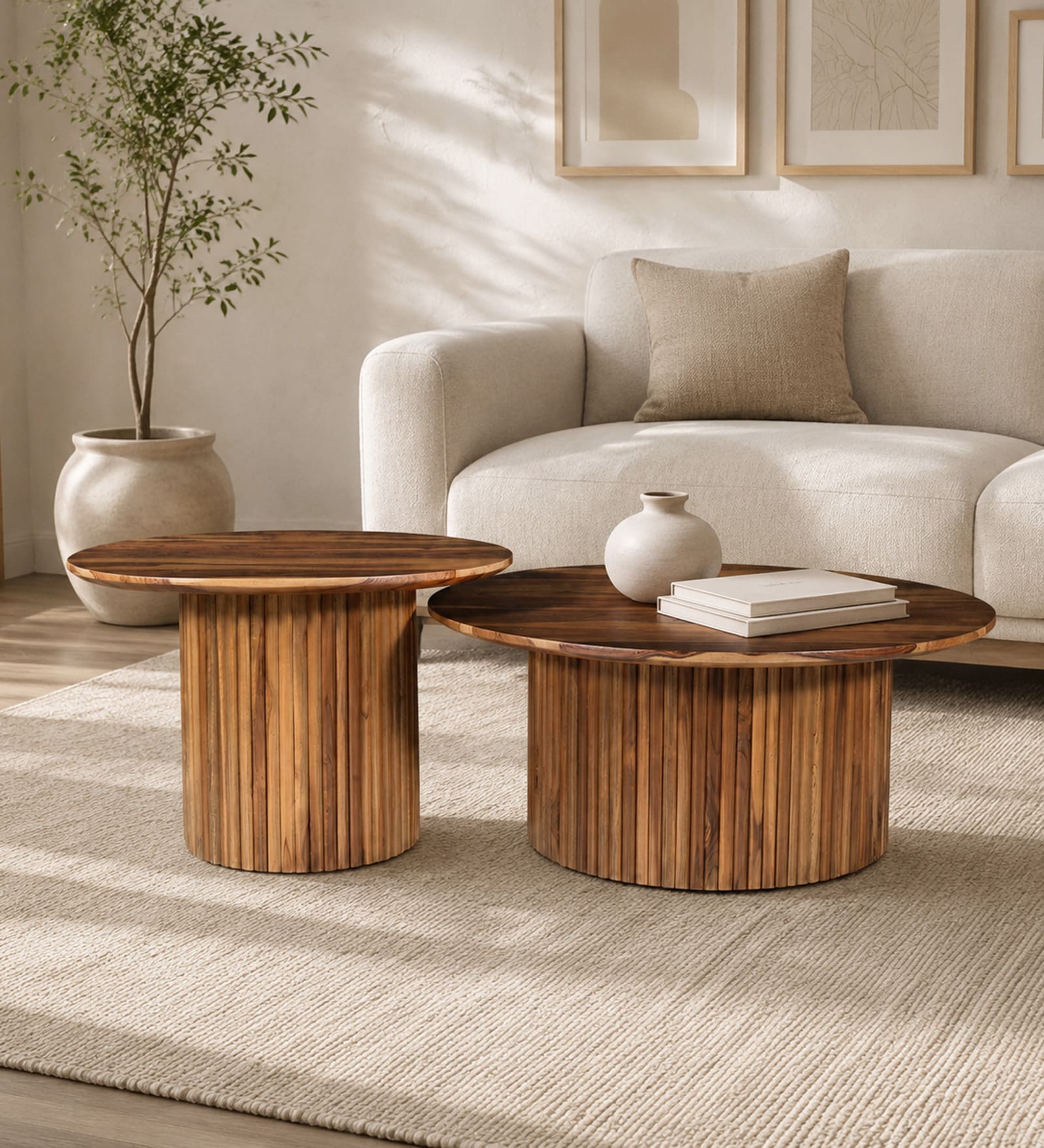 Gable Sheesham Wood coffee table in Natural Finish(Set of 2) Gable Sheesham Wood coffee table in Natural Finish(Set of 2)