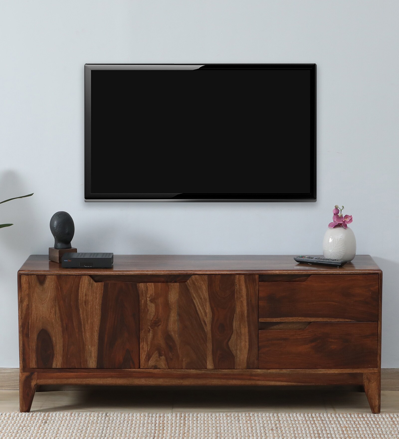 Gabriella Sheesham Wood TV Unit In Provincial Teak Finish With Drawers