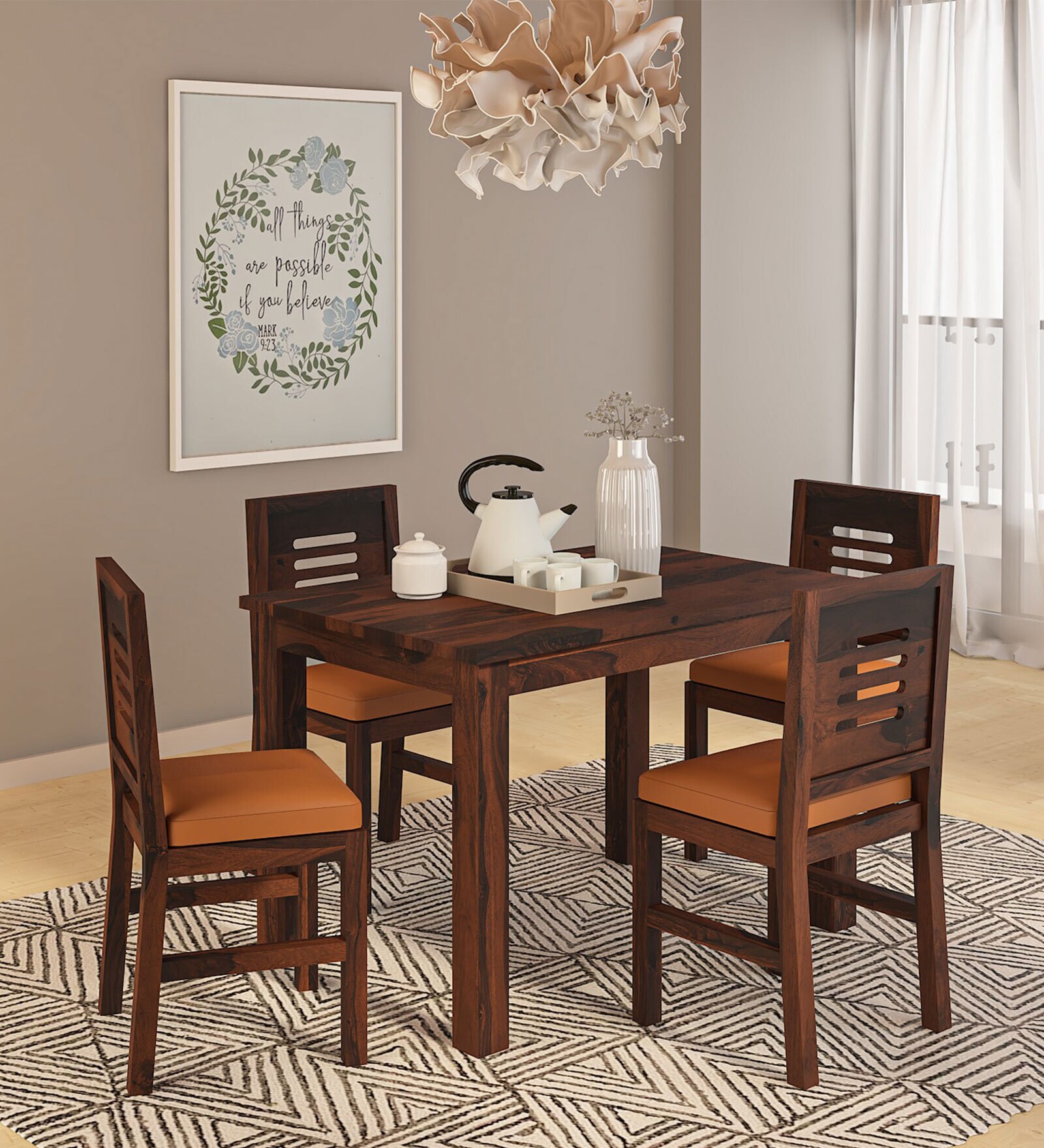 Buy Gagnaire Solid Wood 4 Seater Dining Set In Brown Finish at 46% OFF ...