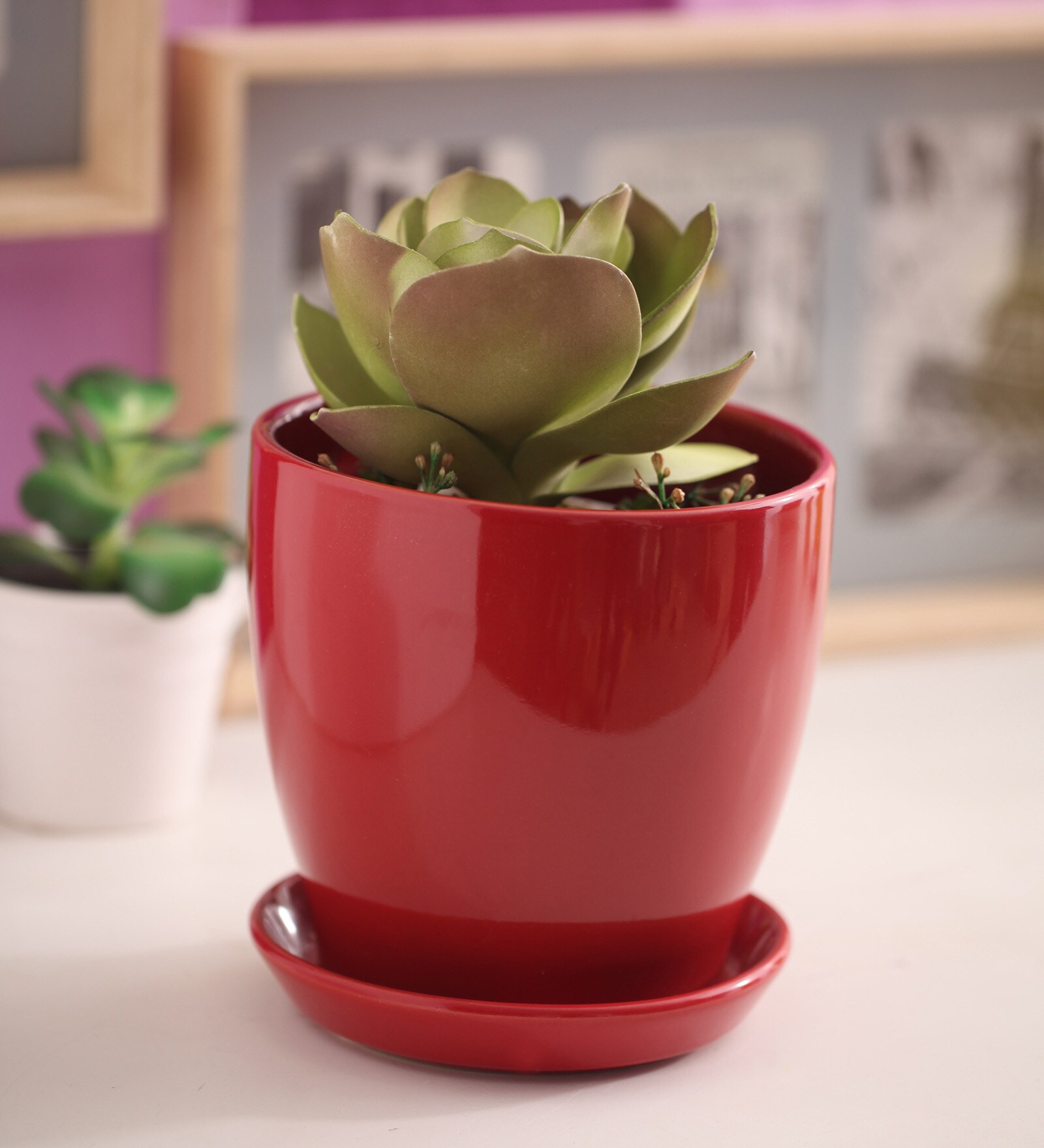 Red Ceramic Glazed Table Top