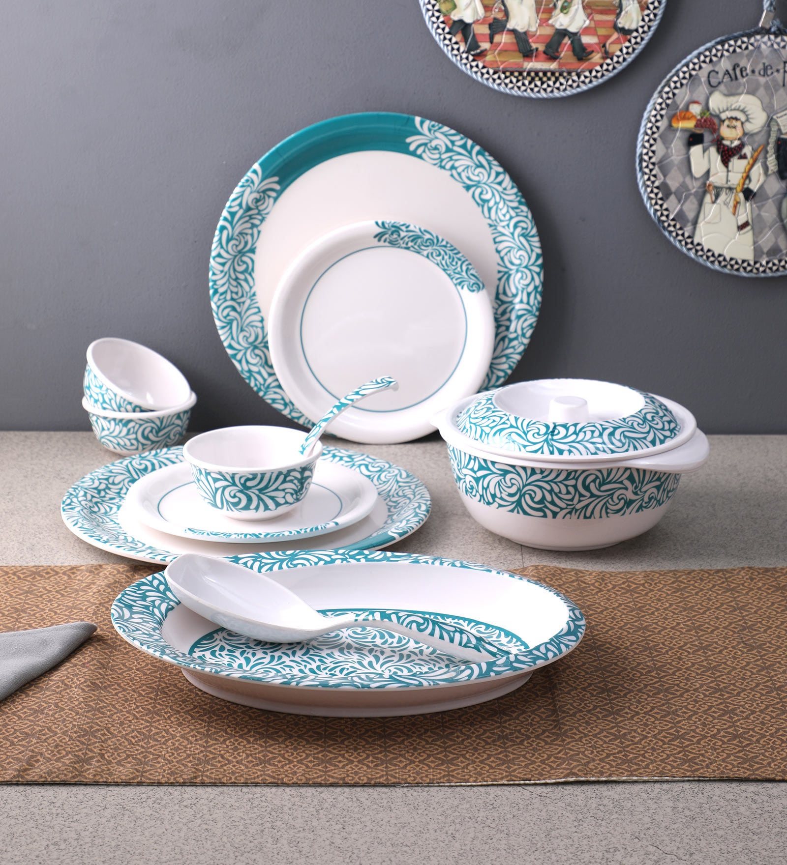 Buy Gallery99 Divine Aqua Melamine Dinner Set 40pc Online Melamine