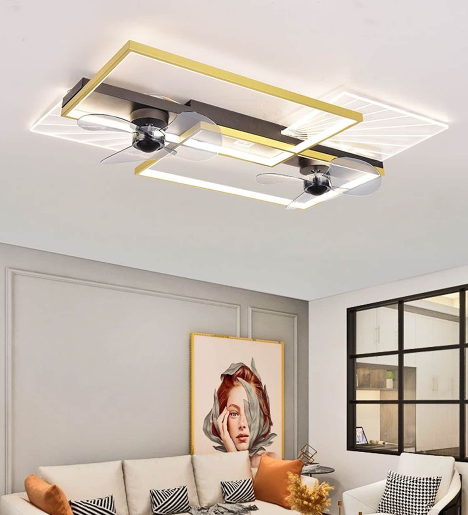 Gallop Gold Aluminium and Acrylic LED Smart Fan Chandelier