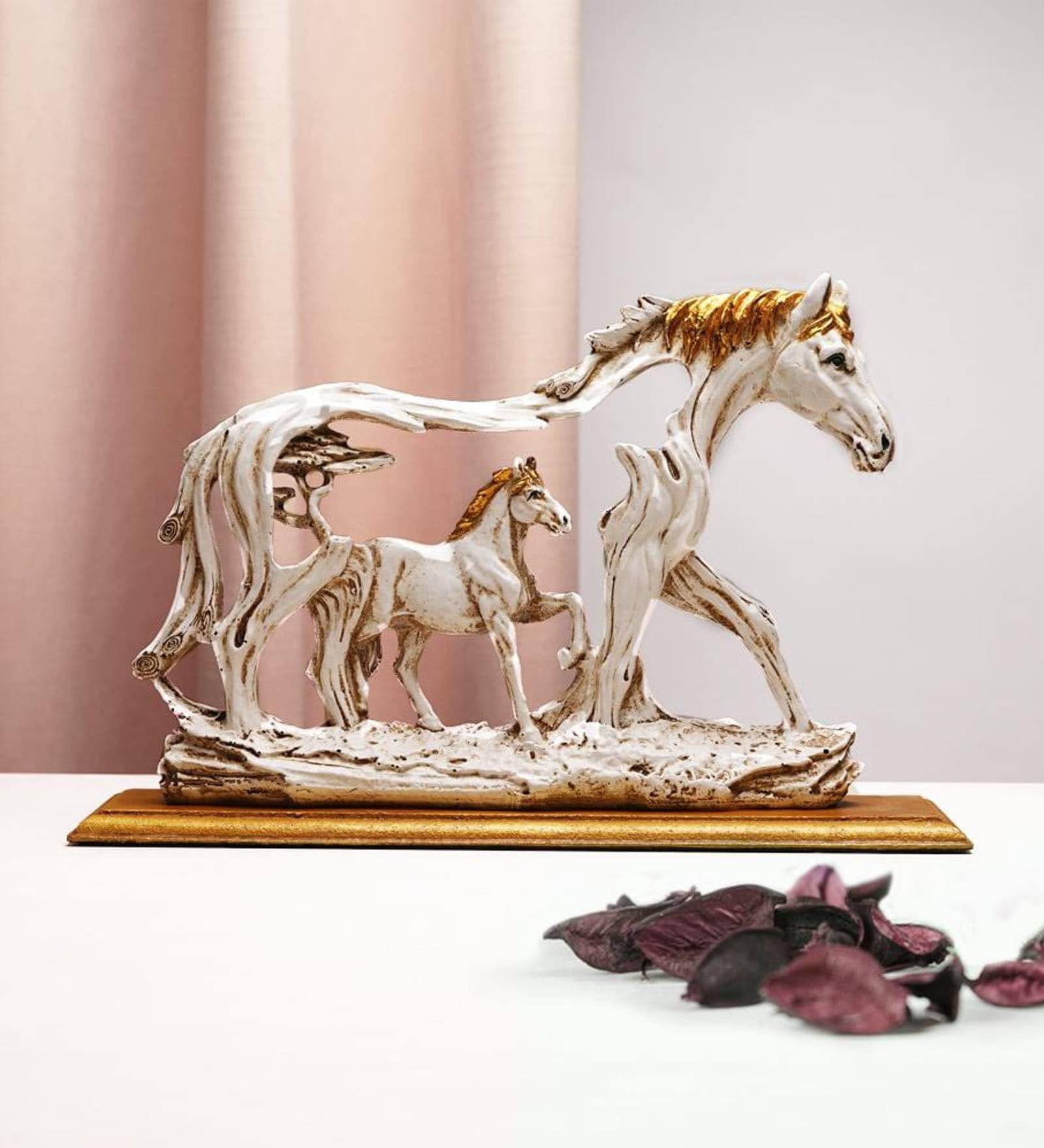 Galloping Horse White Resin Figurine