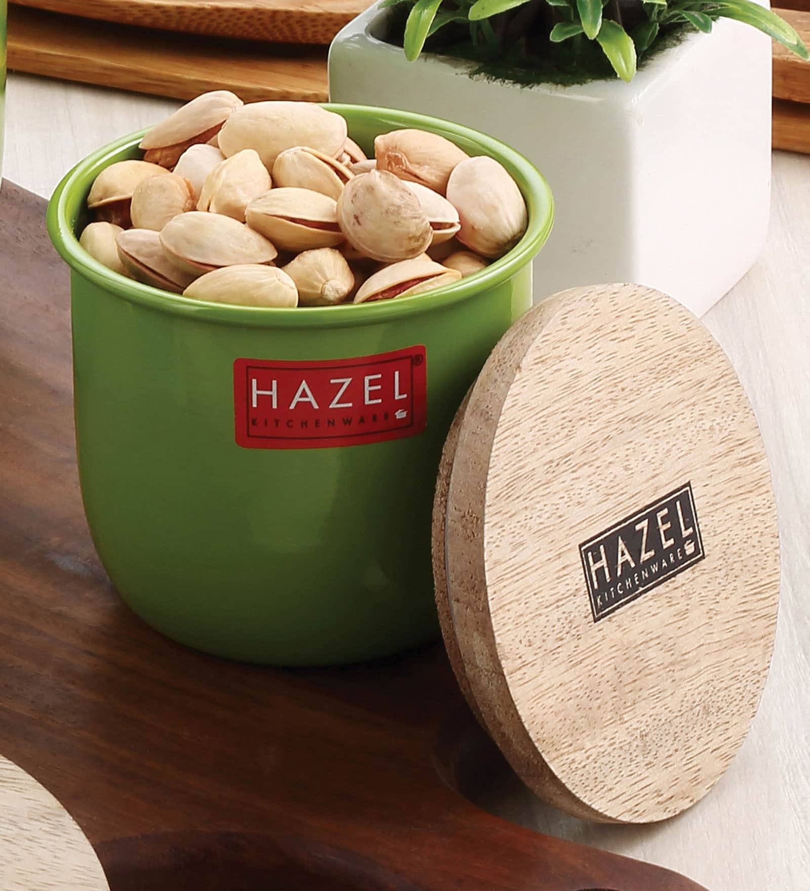 Galvanized iron 250 ml Green Airtight Storage Container (Set of 6)