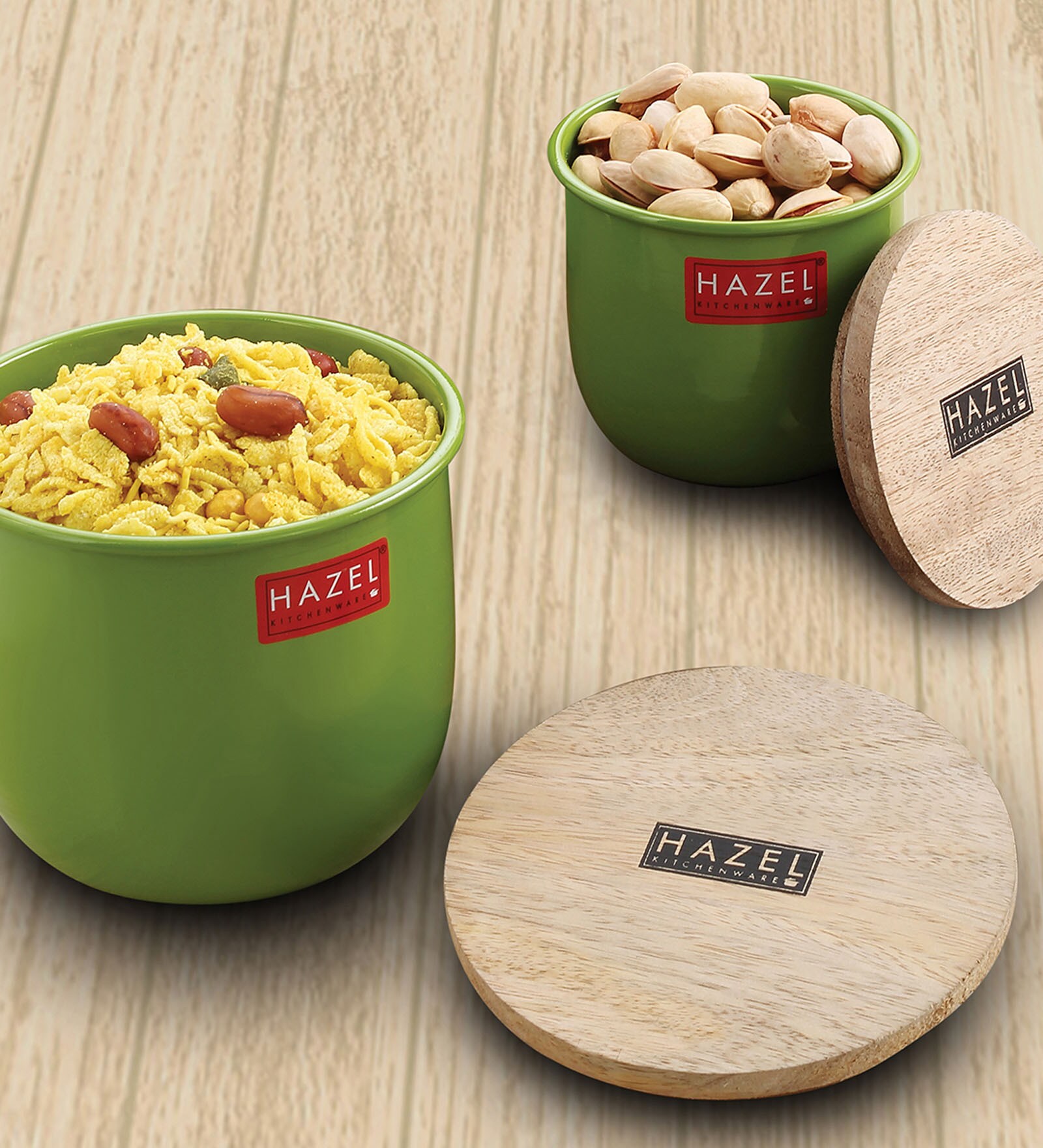 Galvanized Steel Green Airtight Container (Set of 2 )