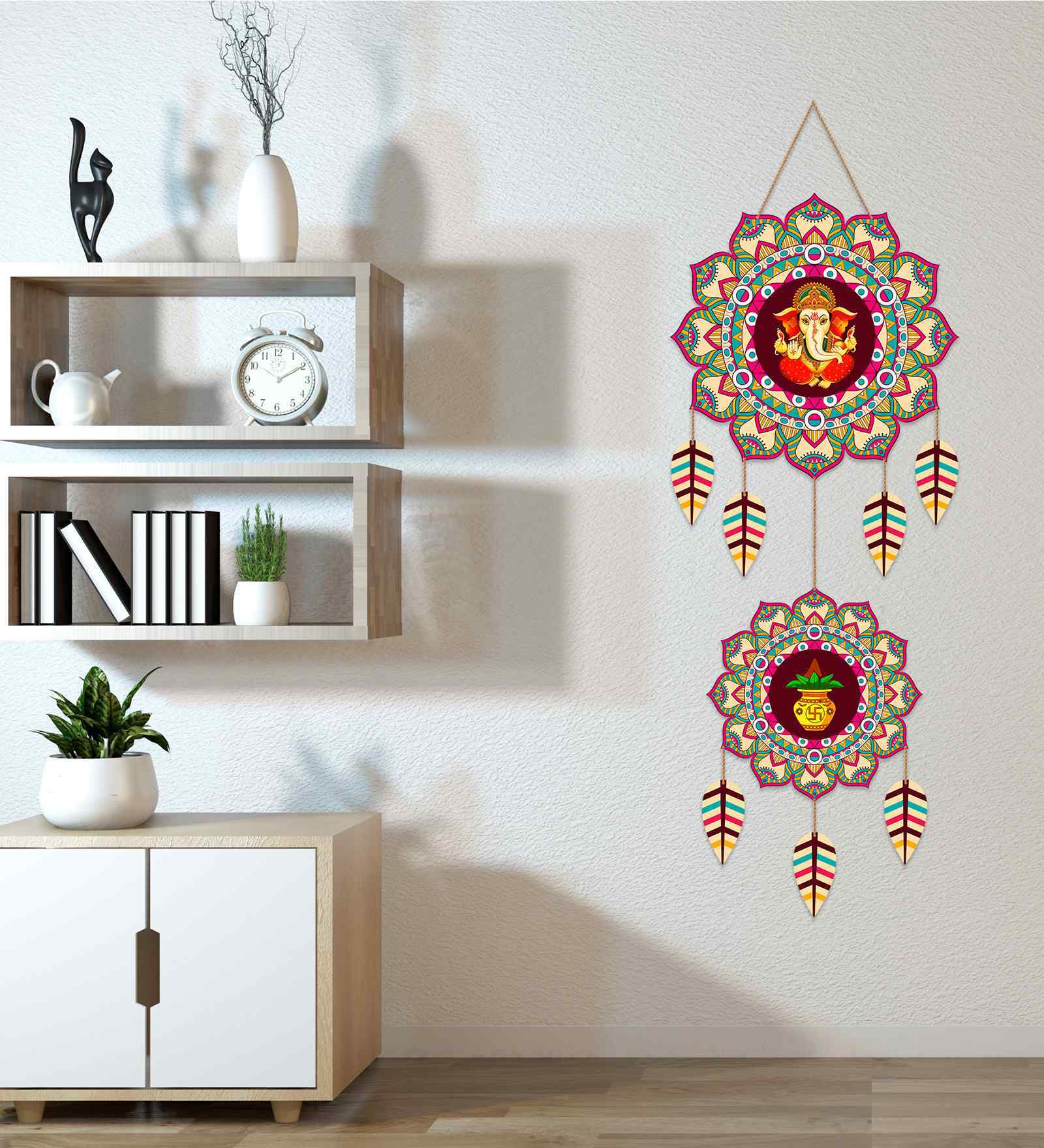 Ganesh Mandala Dreamcatcher Wooden Wall Hanging