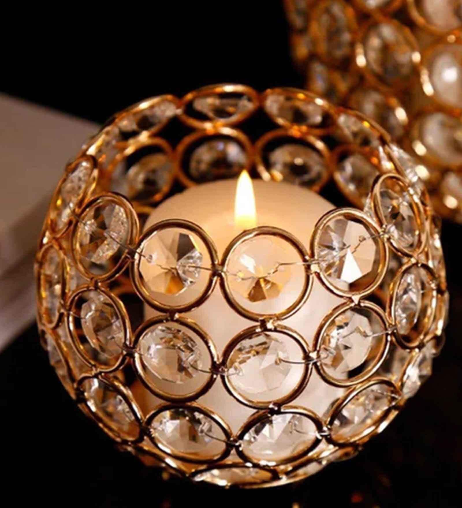Brass & Crystal T- Light Holder