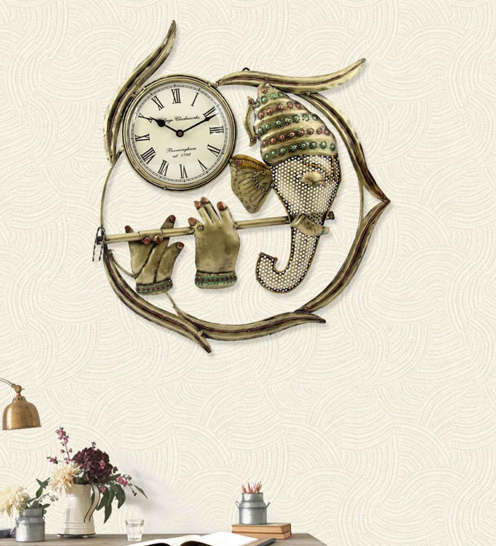 Ganesha Multicolour Iron Wall Clock