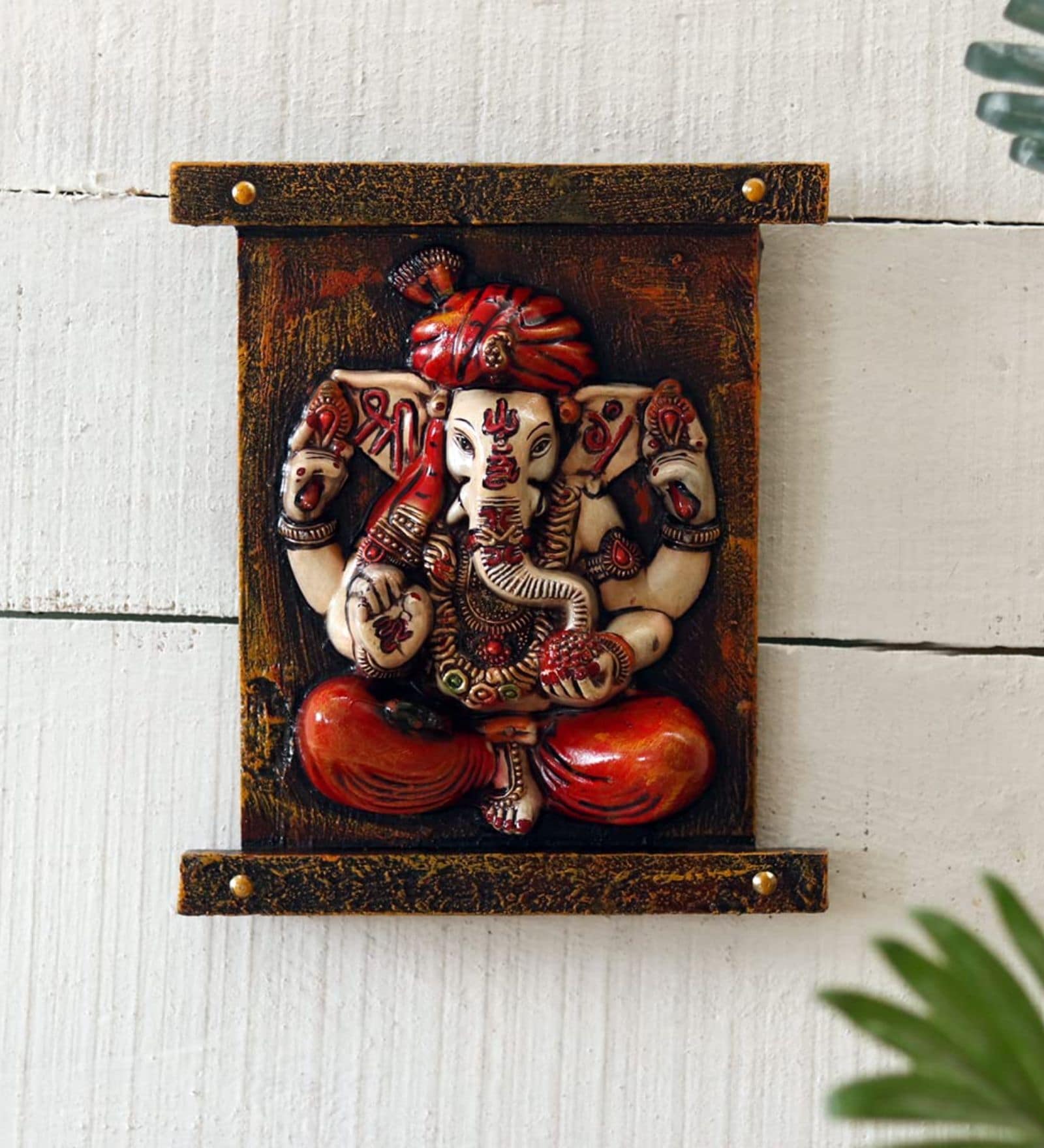 Ganesha On Meditation Wooden Fiber Wall Art