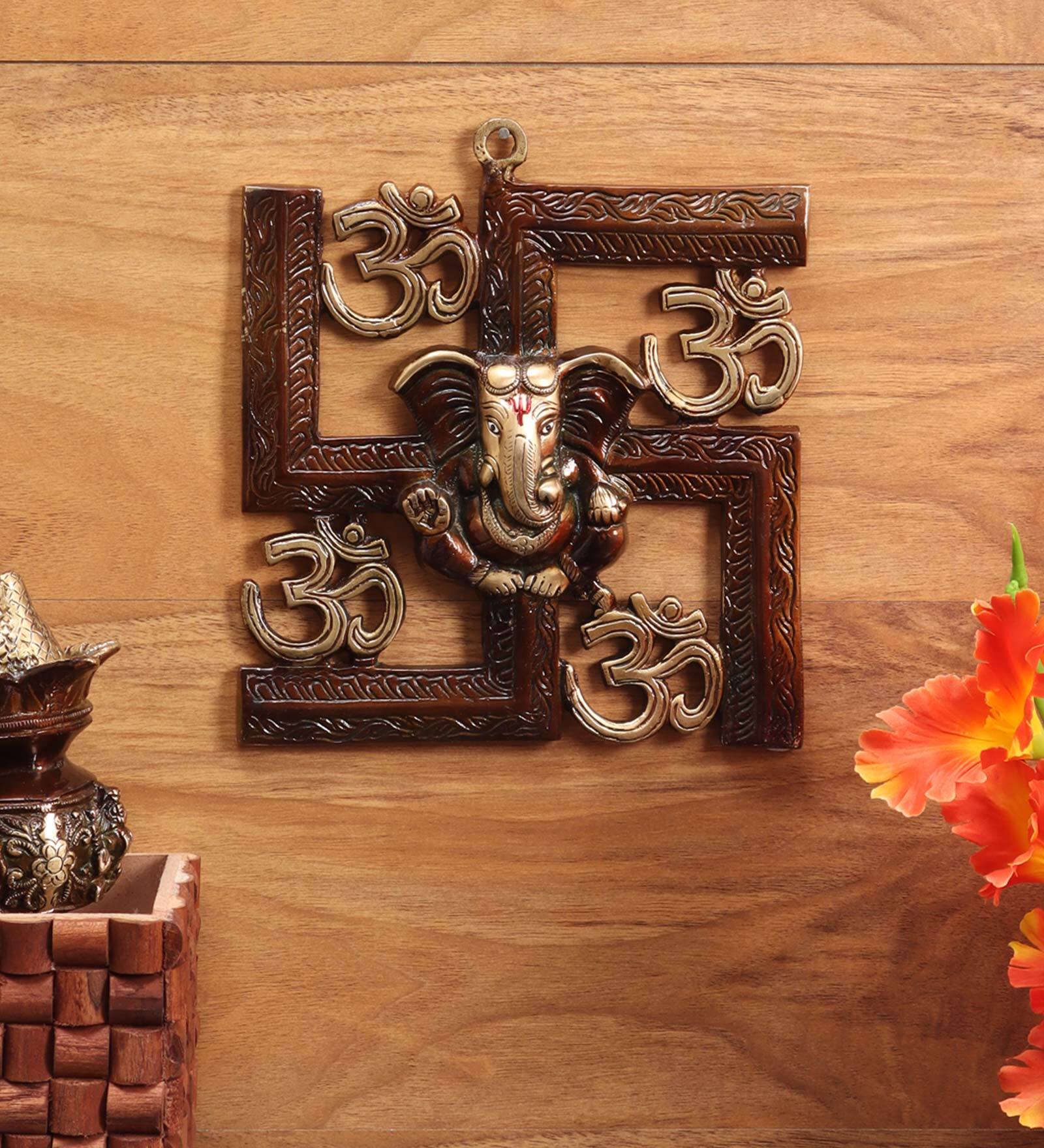 Ganesha On Swastika Wall Hanging
