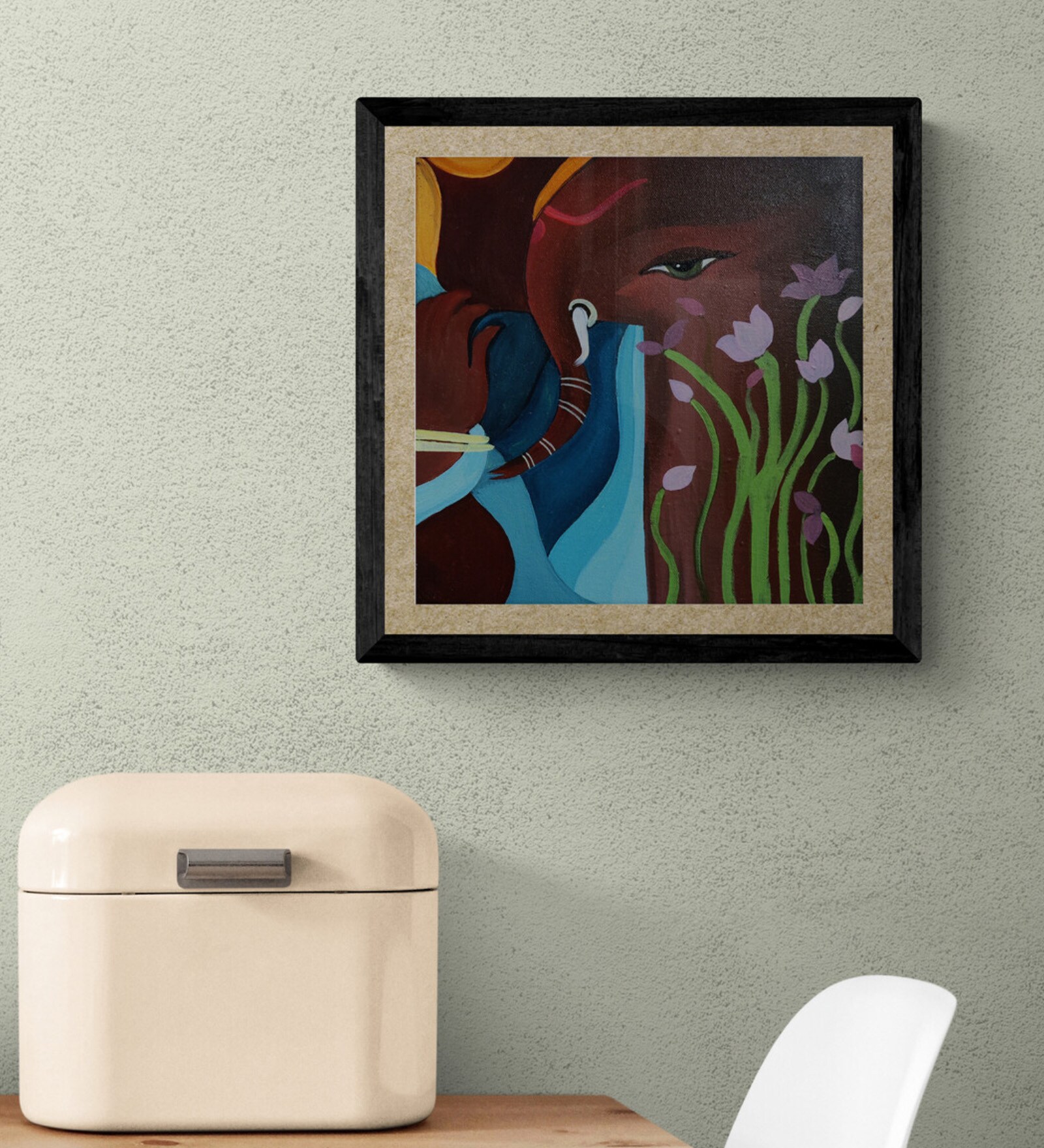 Ganpati Iii Handmade Acrylic Paint On Canvas Unframed