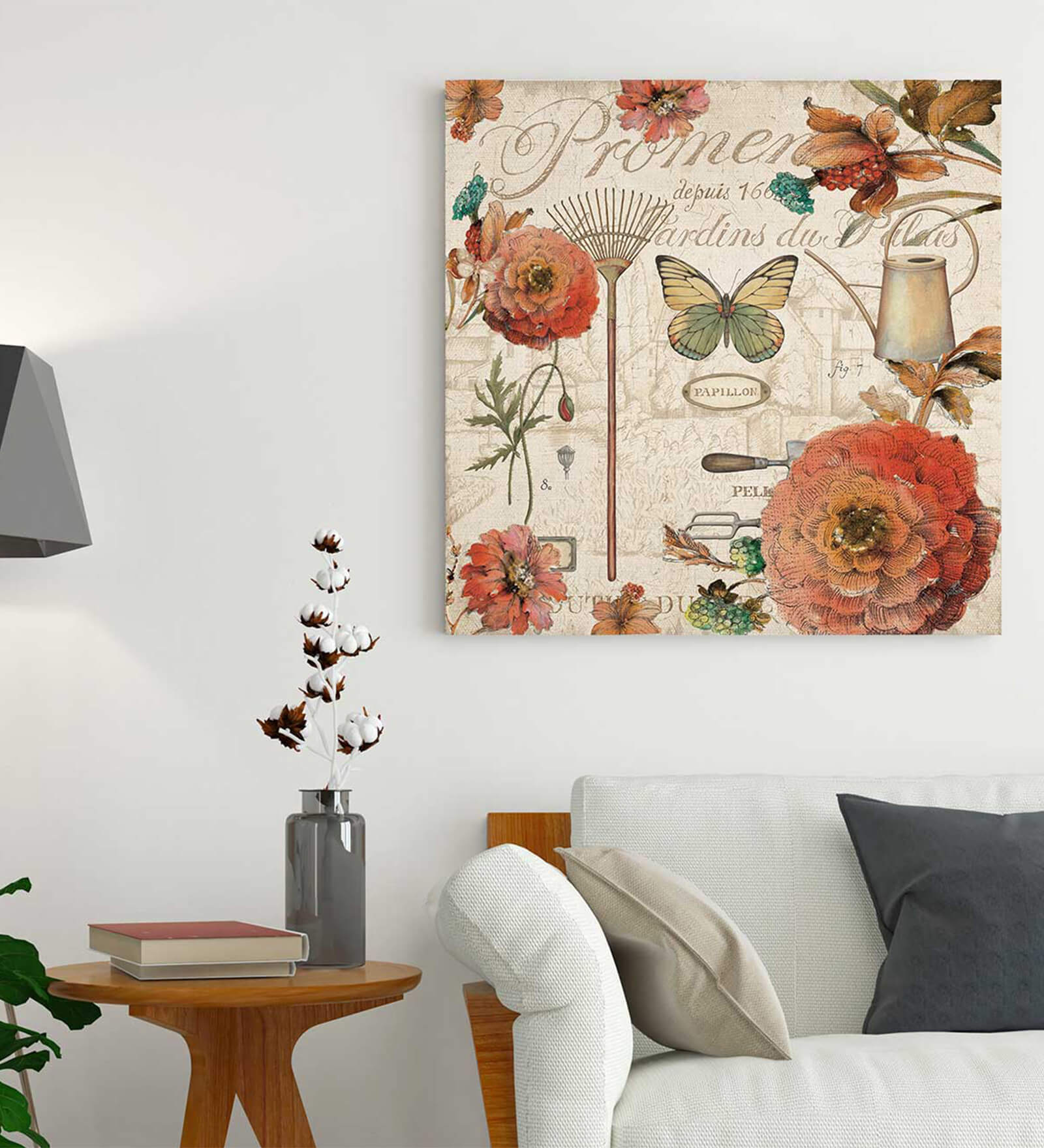 Garden Butterfly Theme Canvas Painting for Home D cor Paintings for Wall (Set of 1, 24x24 Inch)