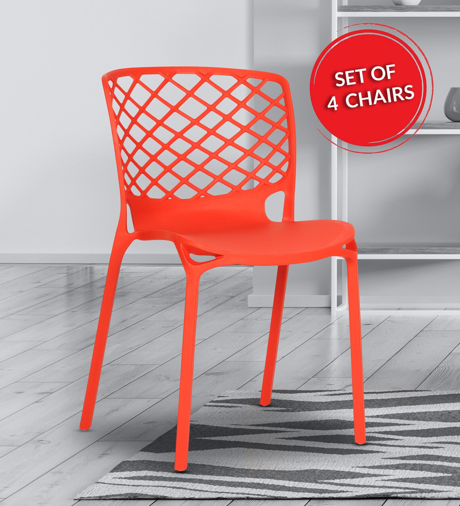 Garfield Cafe Chair (Set of 4) in Red Colour