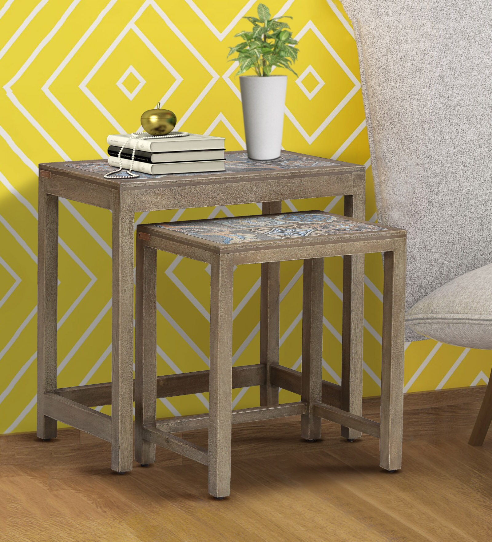 Buy Garret Solid Wood Nest of Tables in Olive Finish by Woodsworth from ...