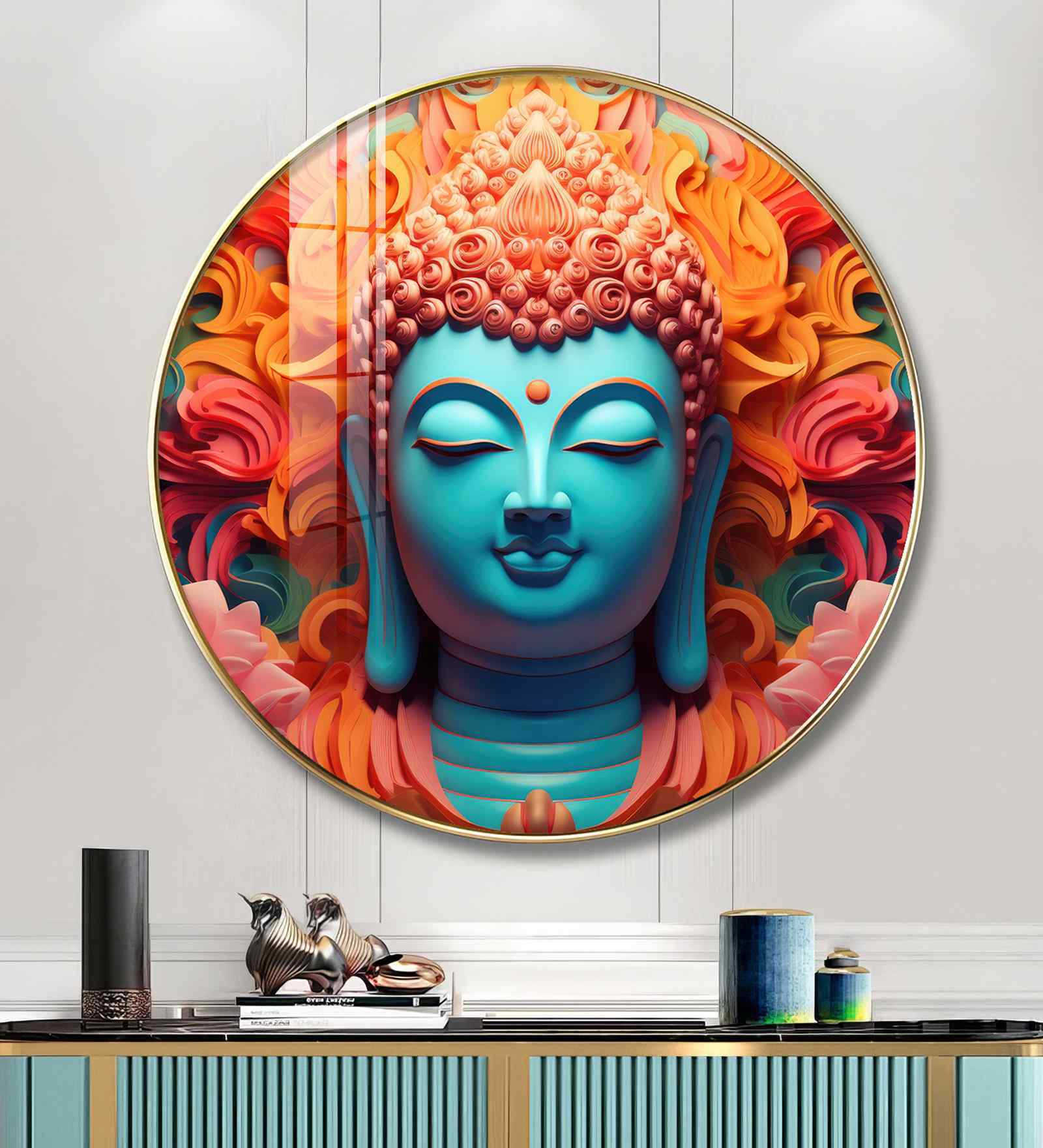 Gautam Buddha Acrylic Round Wall Art