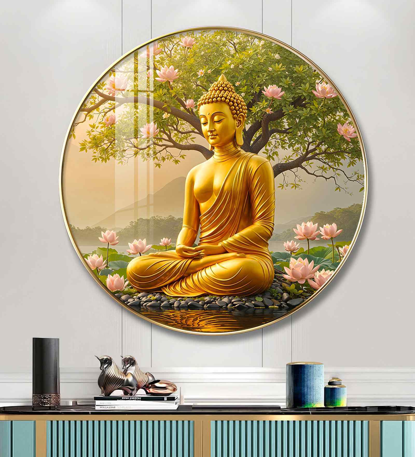 Gautama Buddha Acrylic Round Wall Art
