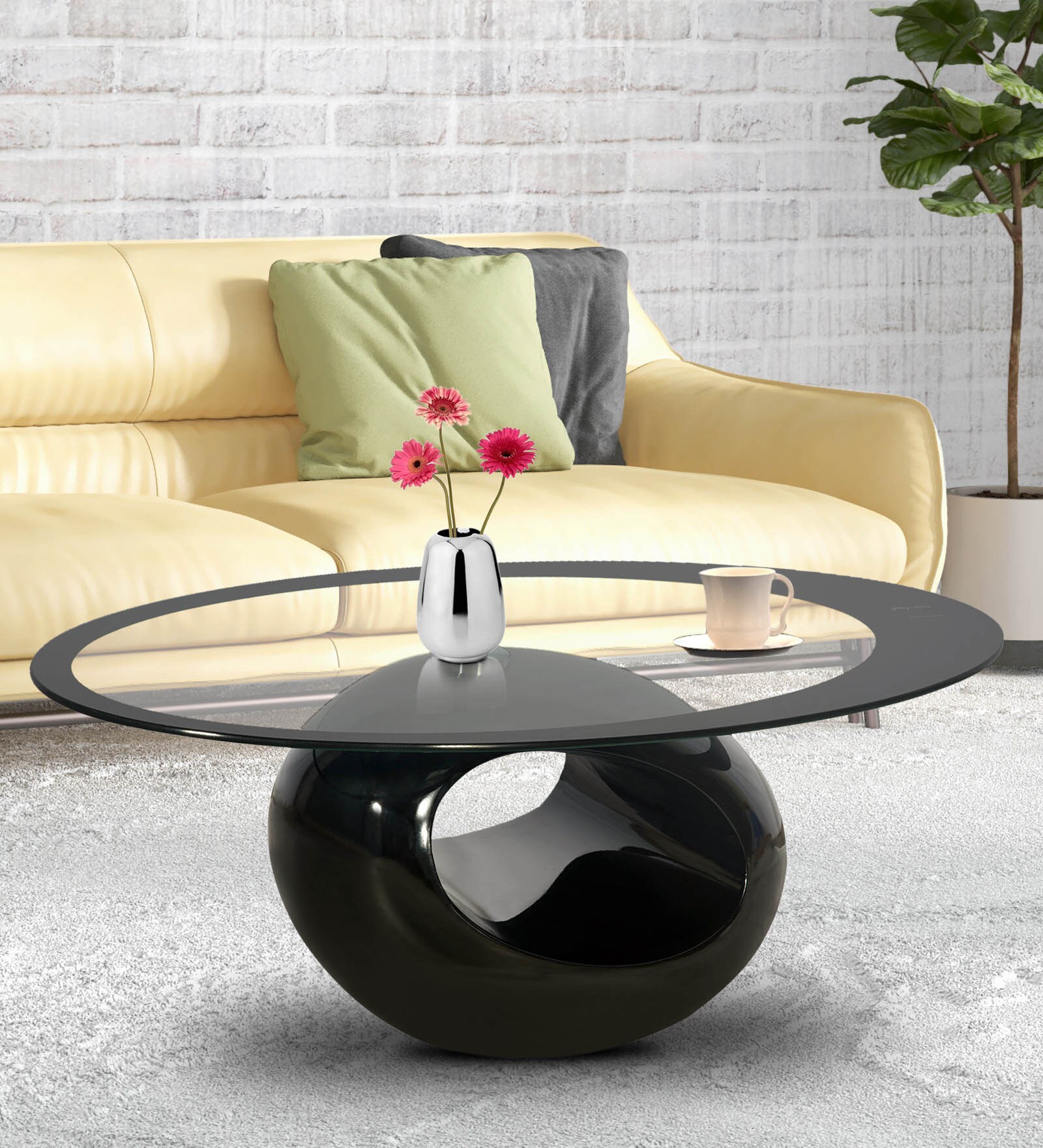 Buy Gayle Coffee Table in Black Finish by Godrej Interio Online Round Coffee Tables Tables